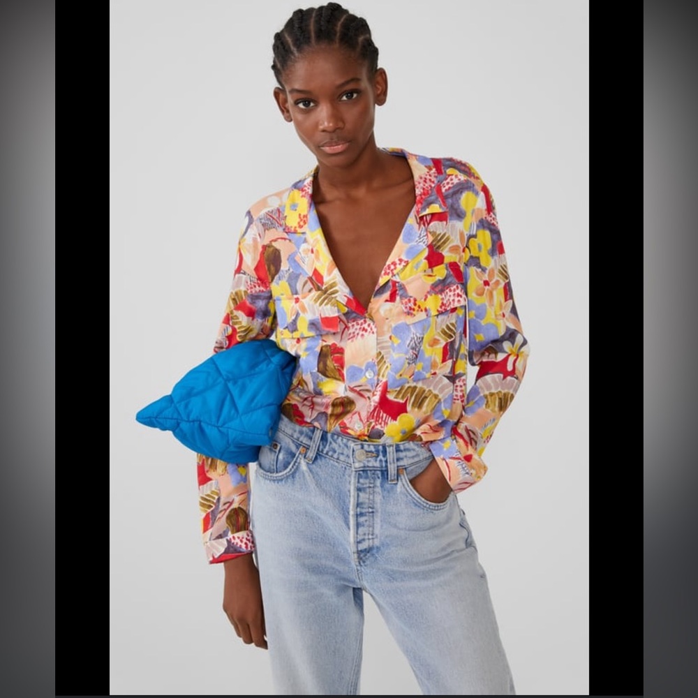 Zara Multi Color Long Sleeve Top size XS
